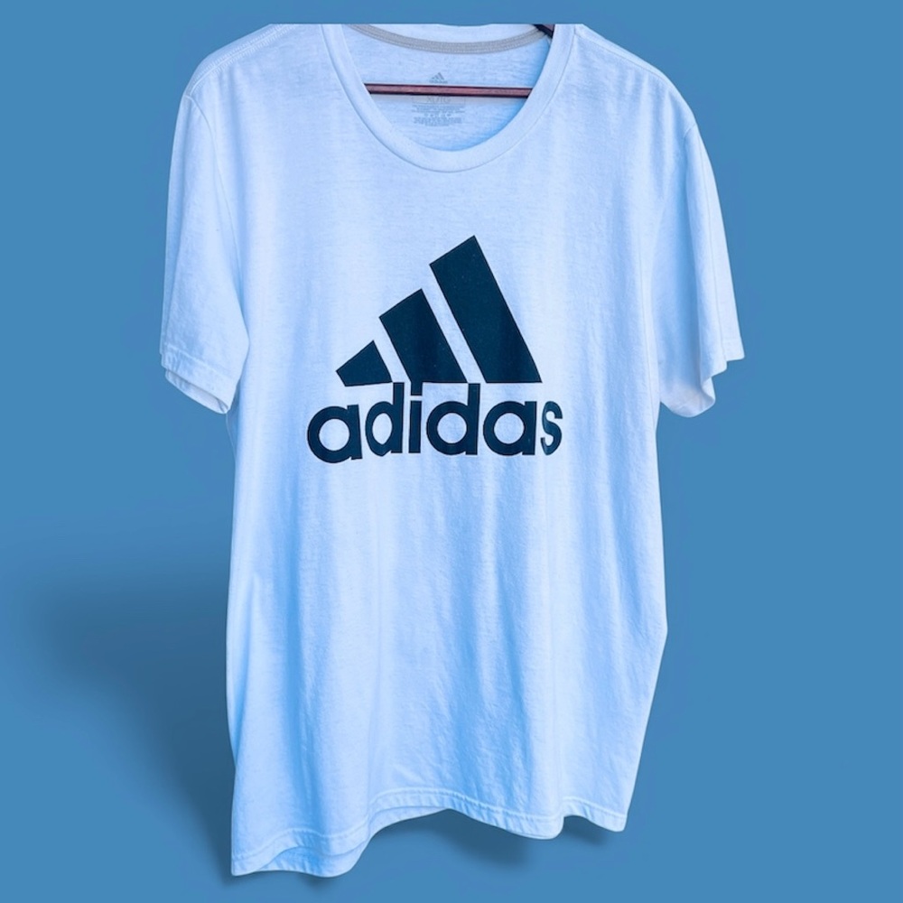 Adidas Men's White Tee with Black Logo